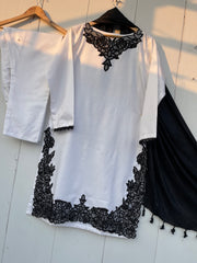 Laser cut embroidered dress