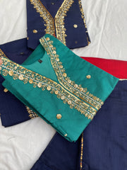 Kora dabka embroidered kurta