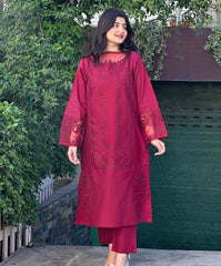 Sophisticated MAROON – Elegant Chikankari Embroidery Dress