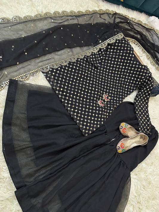 Chiffon Gharara Wedding Dress