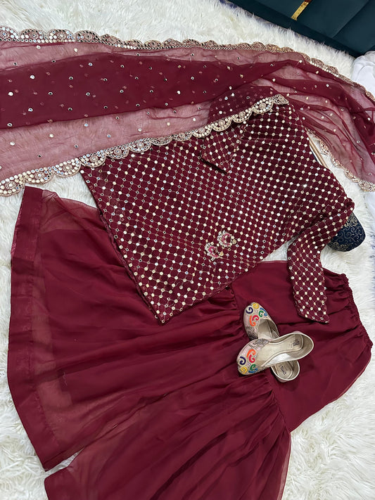 Chiffon Gharara Wedding Dress