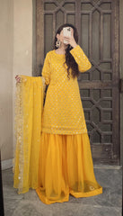 Chiffon Gharara Wedding Dress