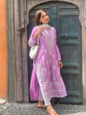 Indian chickan kari embroidered kurta