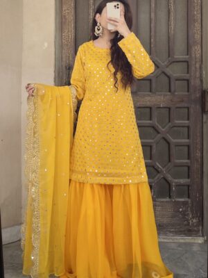 Chiffon Gharara Wedding Dress